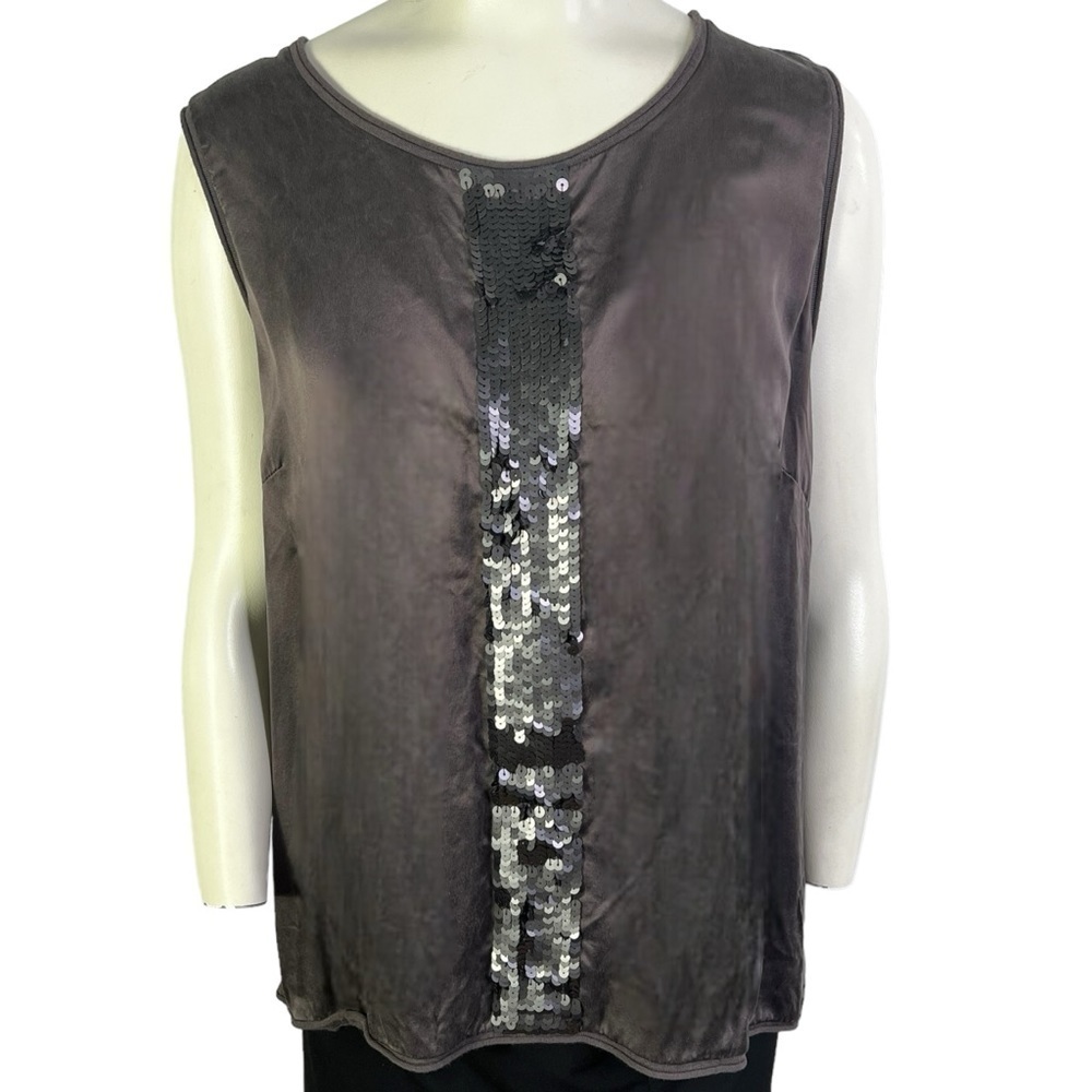 LAURÈL BY ESCADA PURPLE CAMISOLE SEQUINS MADE IN GERMANY SILK ANGORA TOP SIZE 44
